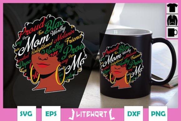 Black Mom Queen Afro SVG Graphics for Crafts