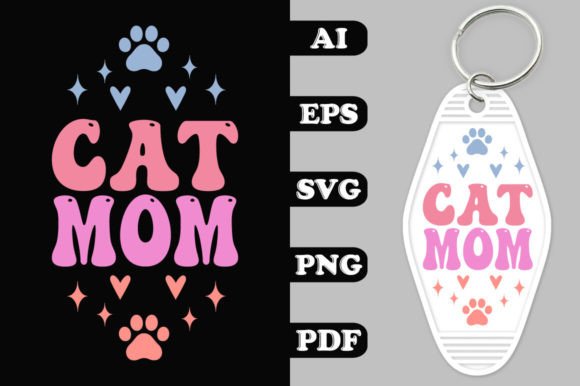 Cat Mom Groovy Key Chain SVG Designs: A Versatile Graphic Asset for Creative Publishers
