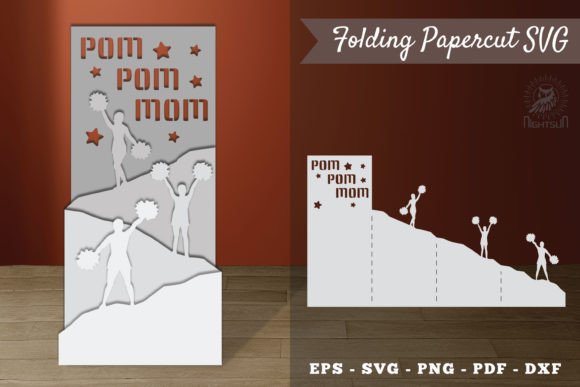Cheer Mom, Folding Papercut SVG Graphics and Crafts