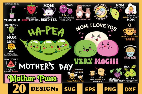 Cute Mother Puns SVG Bundle: A Playful Graphic Design Asset for Crafts and Local Branding