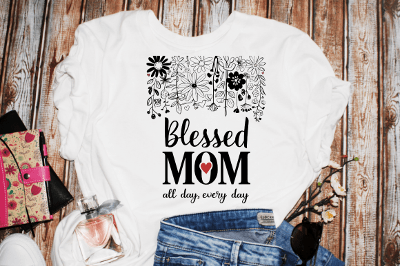 Retro Mother’s Day PNG, “Blessed Mom” – A Timeless Graphic Design Asset for Crafts and Branding